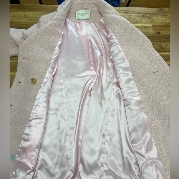 Fleurette Baby Pink Wool Blend Double Breasted Pea Coat Fully Lined Size 10 - Picture 5 of 12